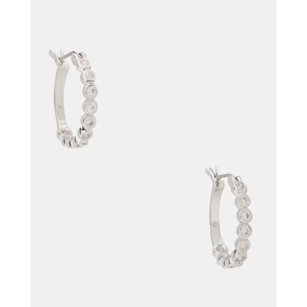 NEW kate spade Full Circle Clear CZ Ring Huggies Silver Hoop Snap Earrings
